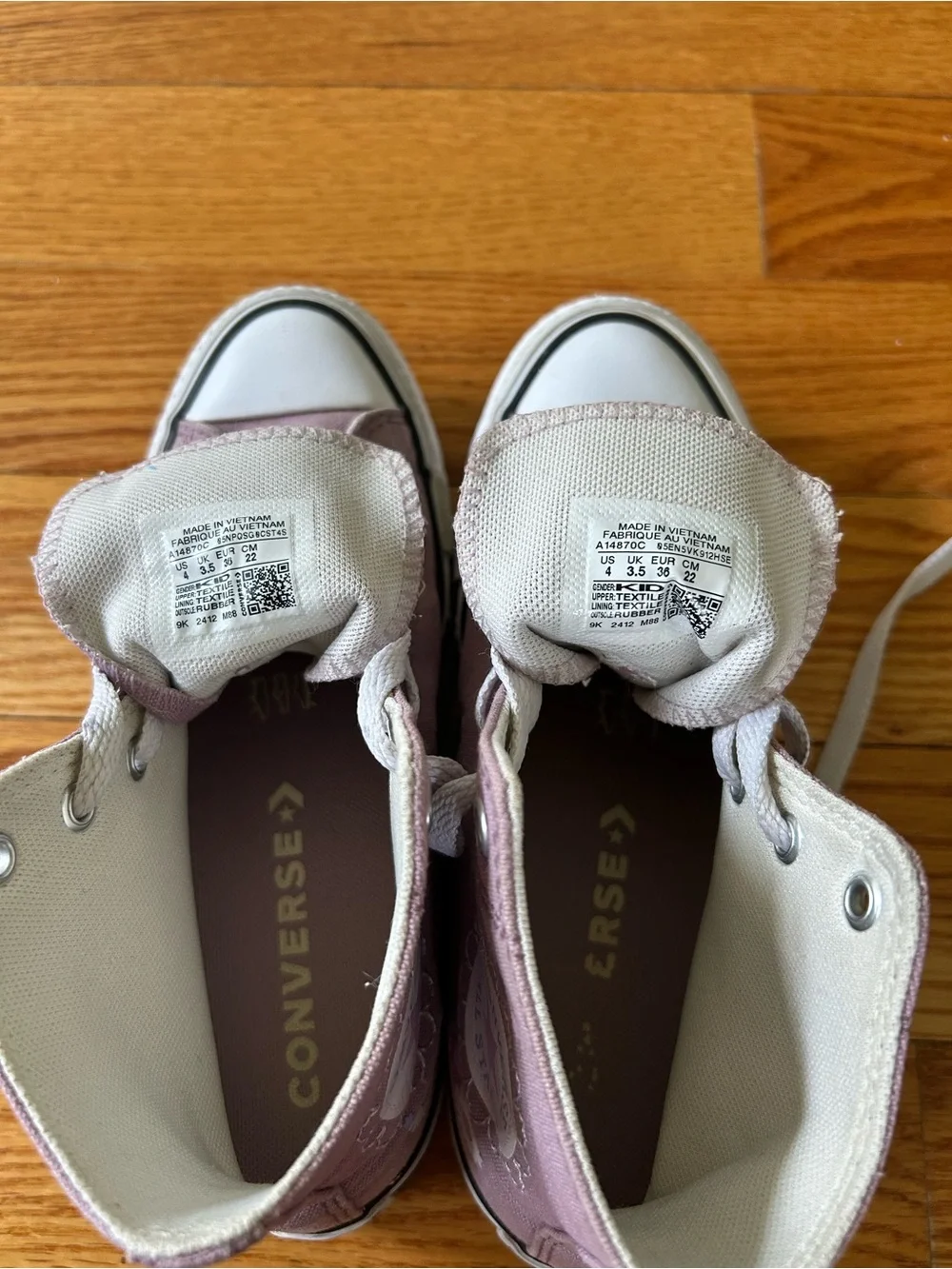 Converse Kids Lavender High-Top Sneakers with Floral Patch
